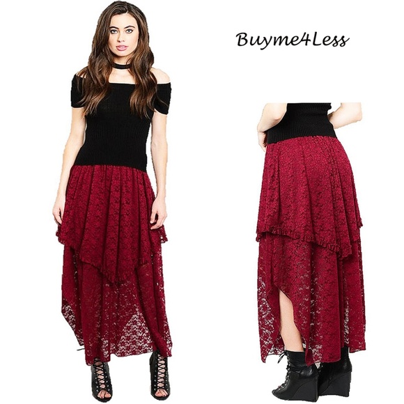 Buyme4Less Dresses & Skirts - Victorian Gothic Ruffle Lace Peasant Maxi Skirt